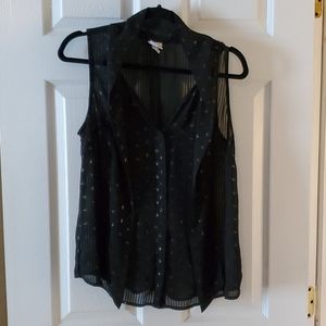 A New Day black sheer top w/ gold accents